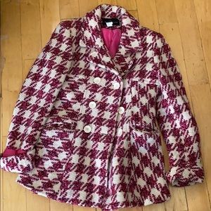 Pink plaid pea coat